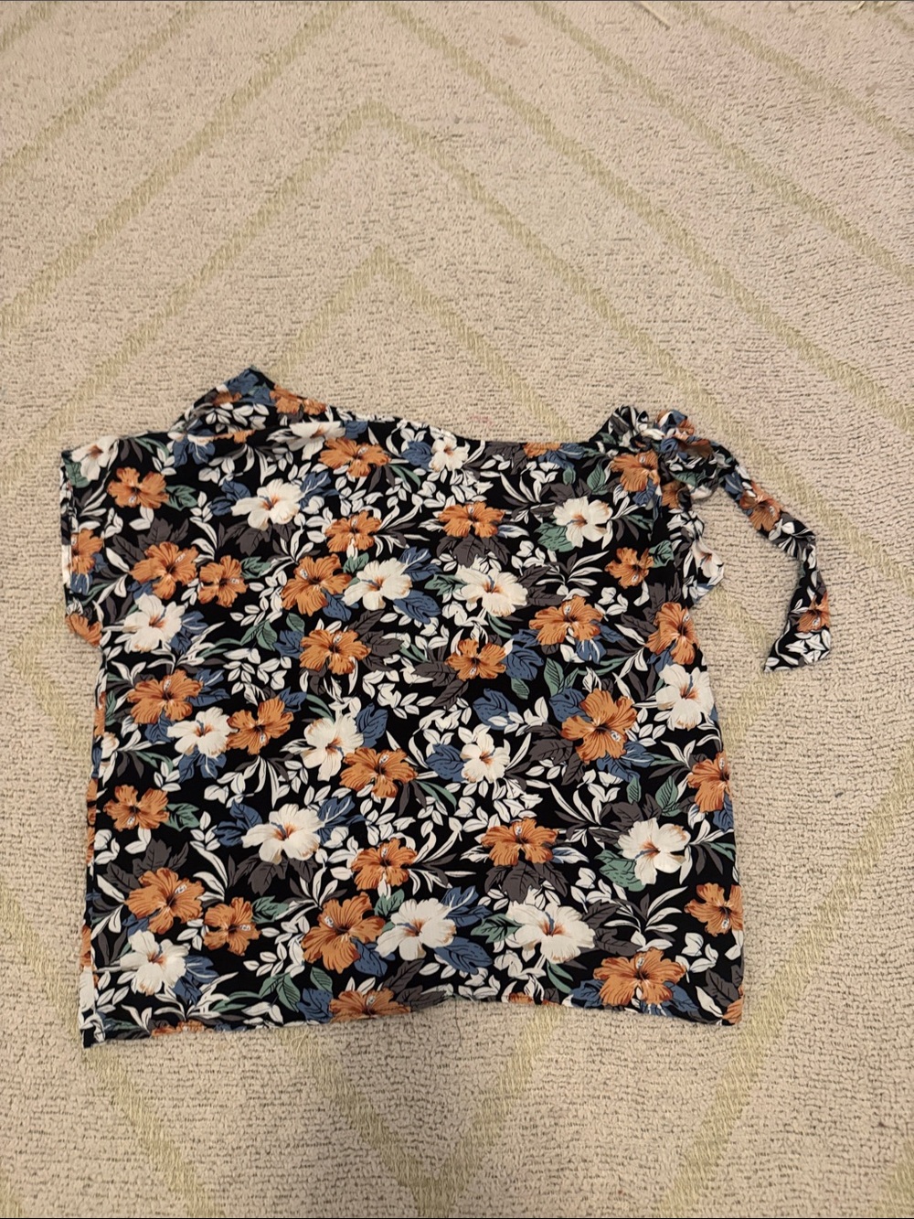 Women's Deep Navy Floral Tie-Shoulder Top